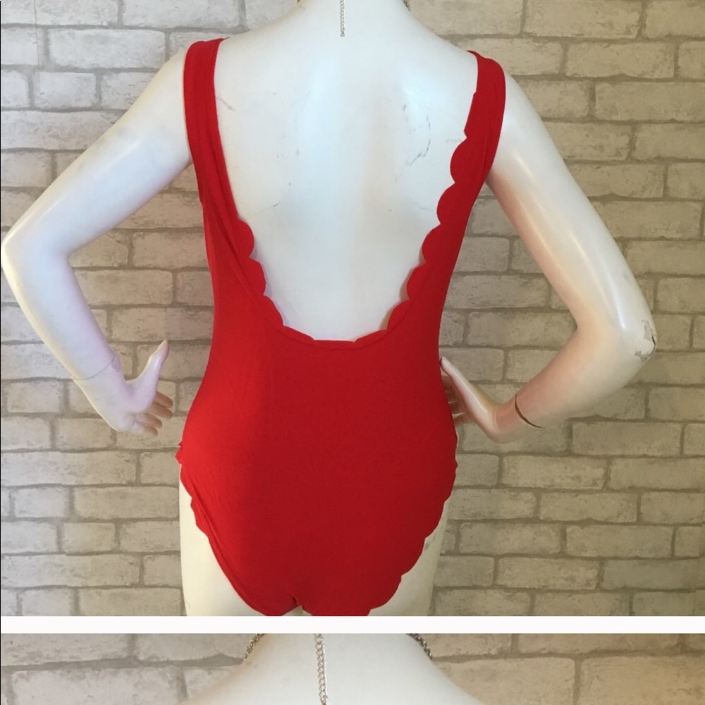 Red scalloped bathing suit